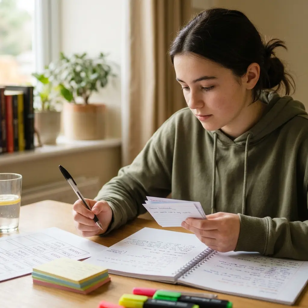 A primary-age child working through a multiple-choice practice paper with a pencil