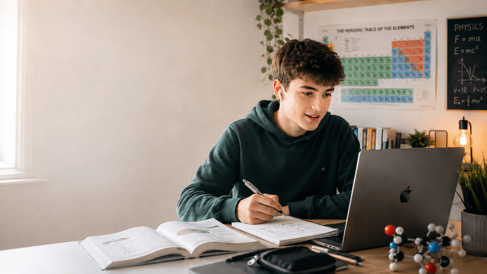 Science laboratory with microscopes and equipment for online science tutoring