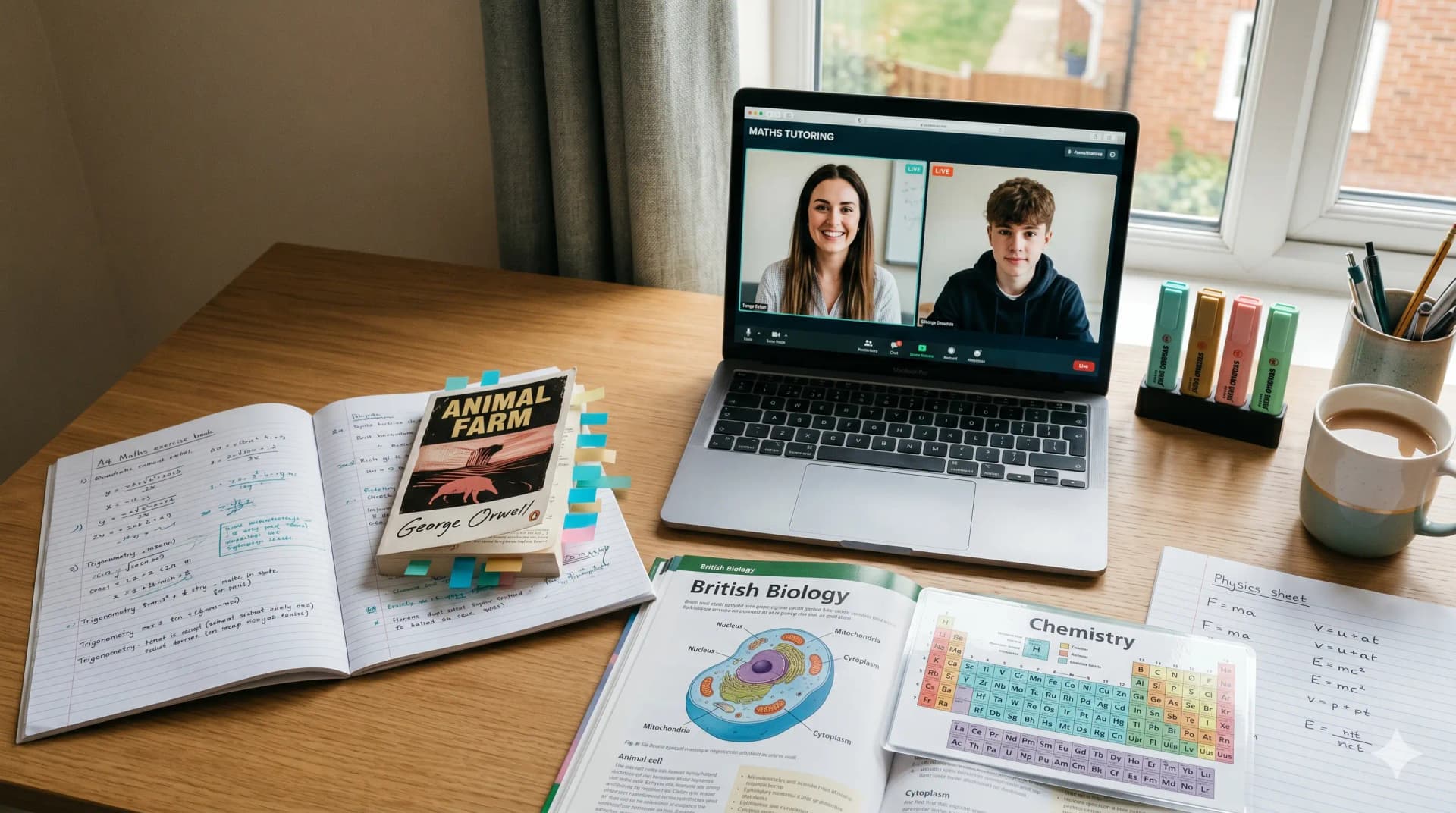 Open school books and study materials for one-to-one online tutoring across multiple subjects