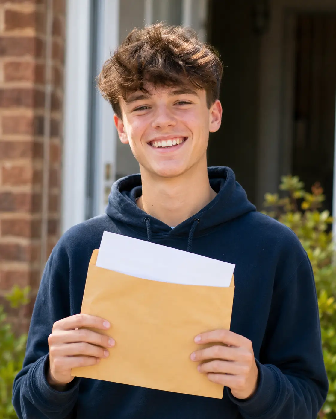 A student opening GCSE results, the grades that decide sixth form entry in Bristol