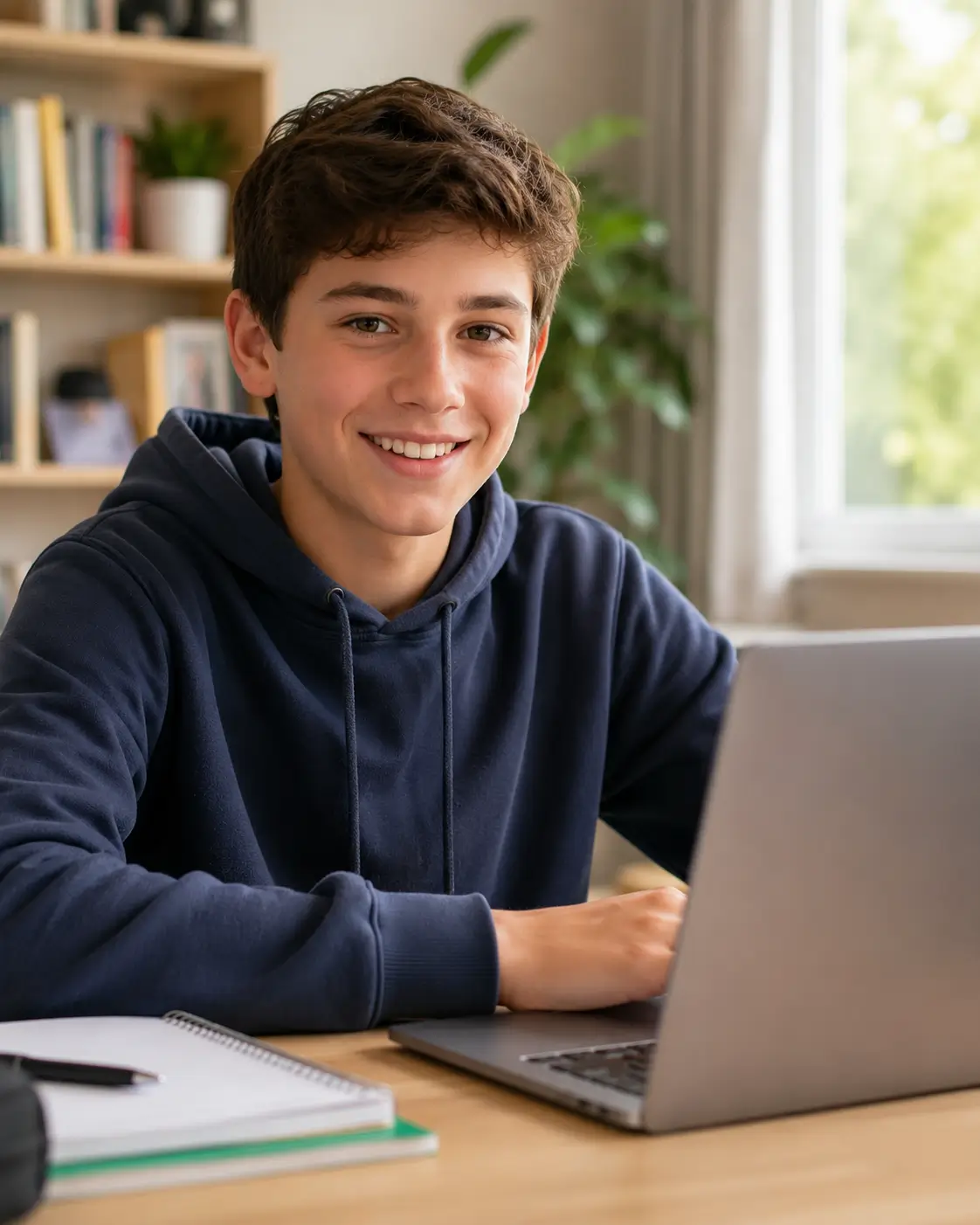 A secondary school student working confidently at home after closing a gap in their understanding